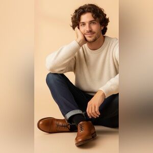 Alden Shoes Mens Straight Tip Bal 9062 Tan Calfskin ~New~